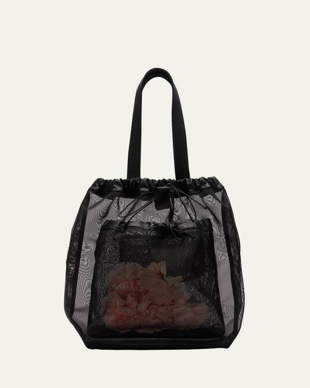 Sheer Stuffed Carnation Pocket Tote Bag